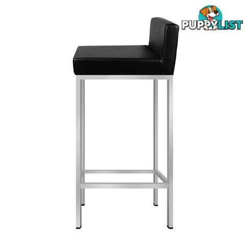 2 x Modern Low Backrest Bar Stool PU Leather Cafe Kitchen Bar Chair Seat Black