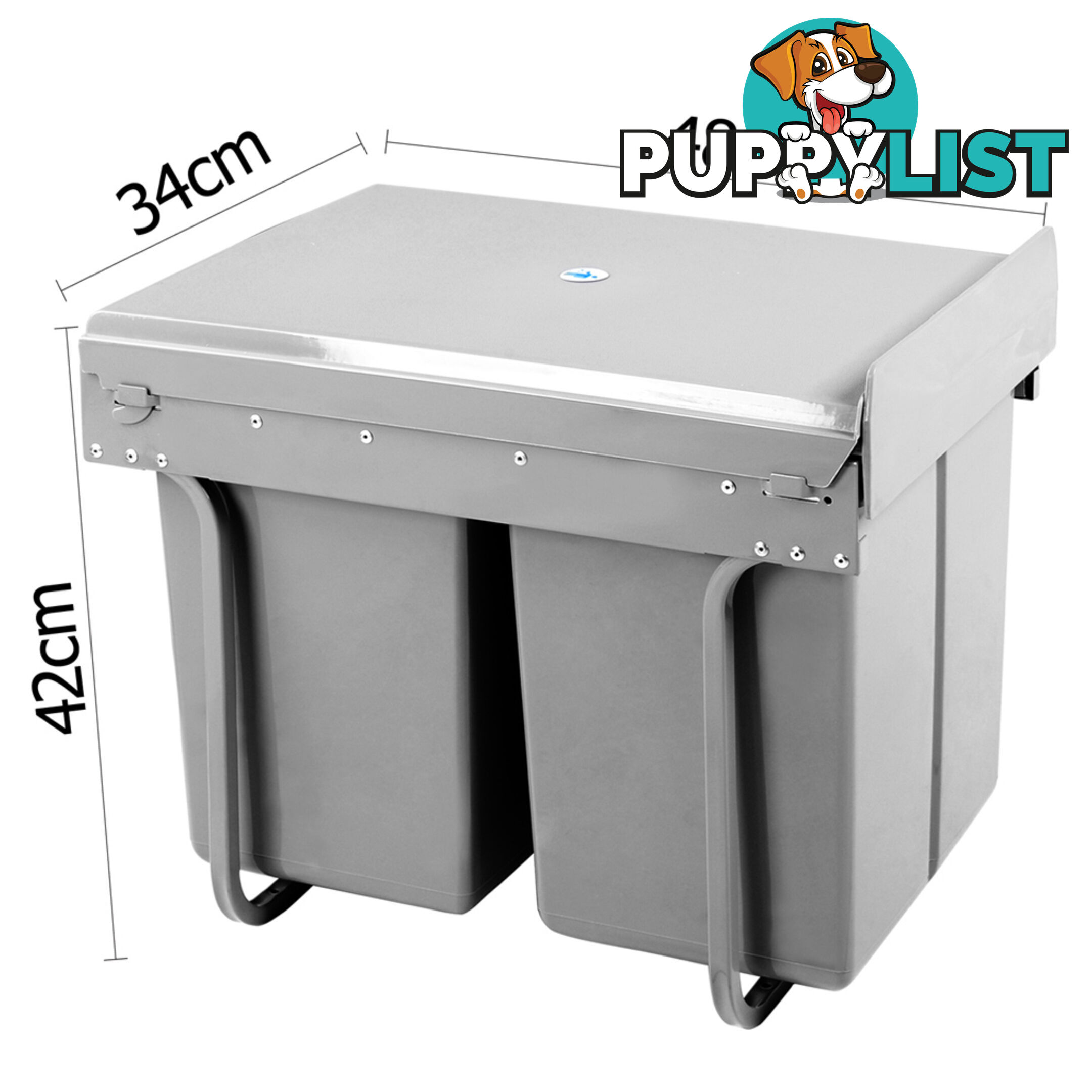 Double Duel Slide Garbage Twin Pull Out Rubbish Bin Waste Basket 2 x 20L