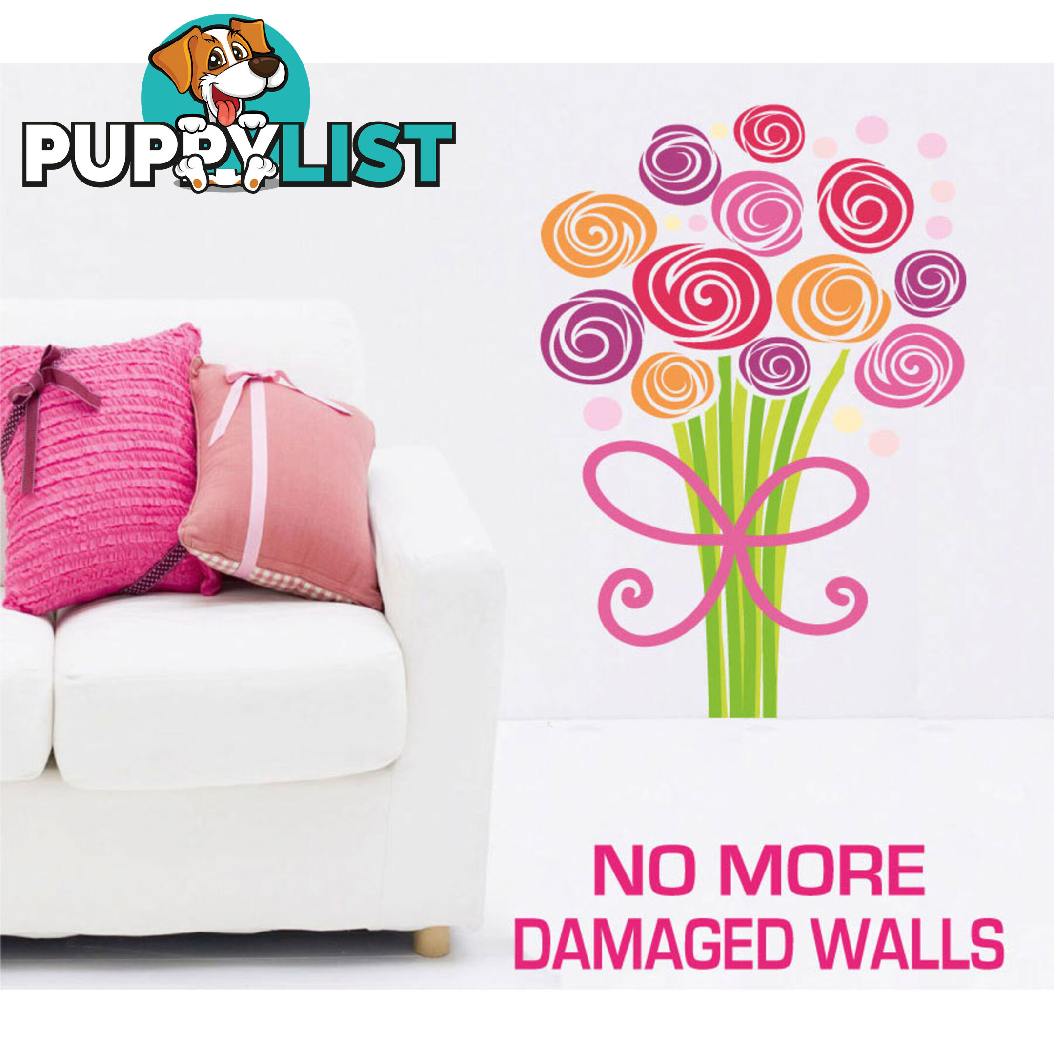 Large Size Bouquet of Flowers Wall Stickers - Totally Movable