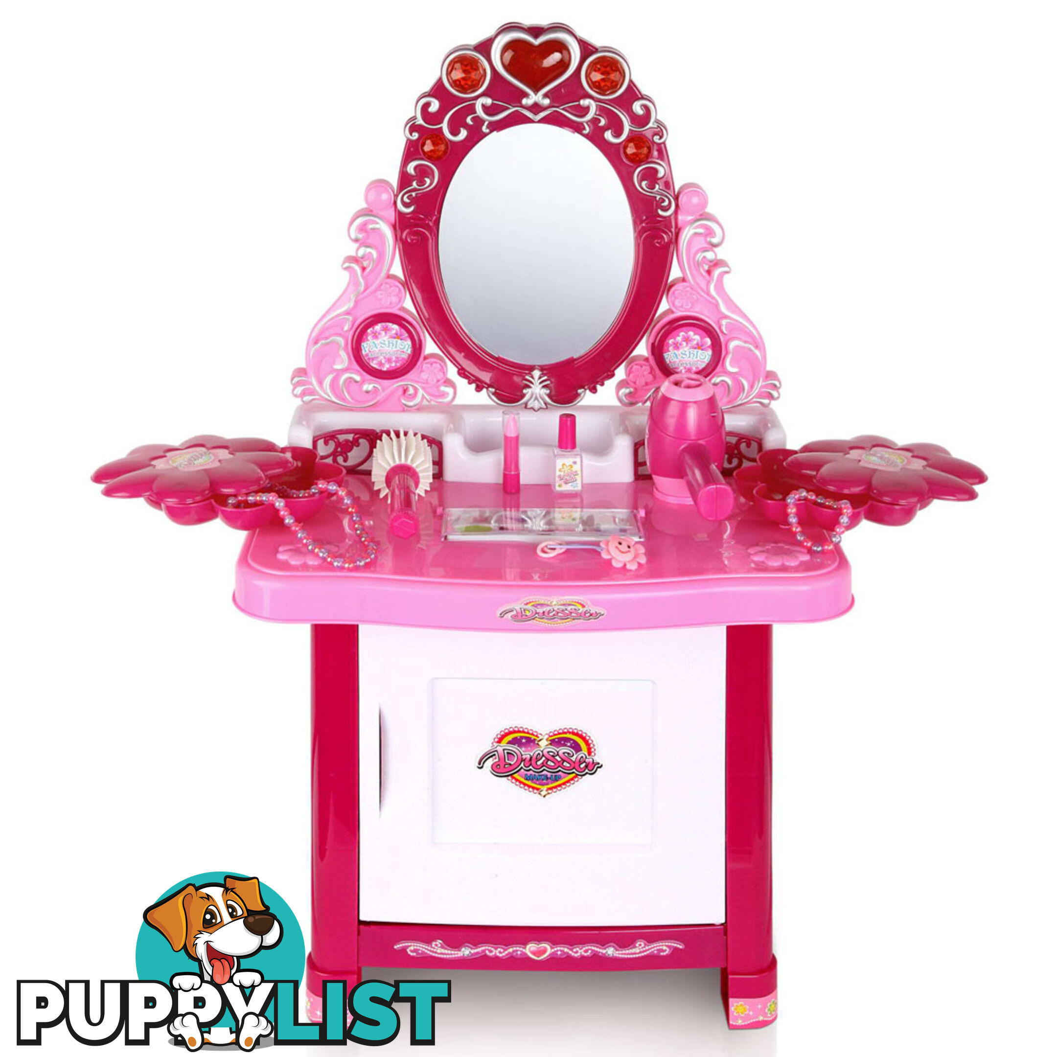 30 Piece Pretend Girls Kids Dressing Table Make Up Beauty Vanity Desk Toy Set