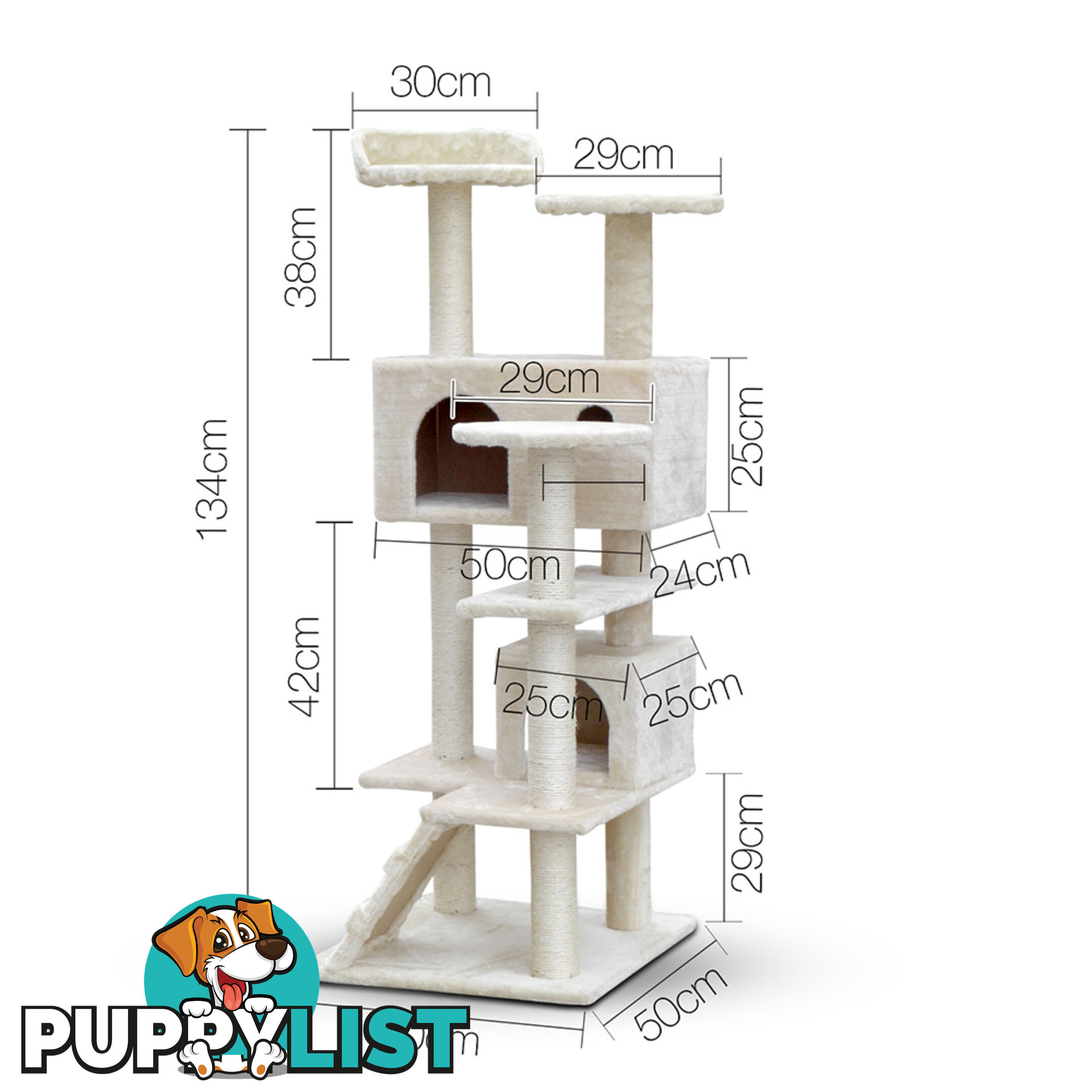 Cat Scratching Post  Tree House Condo 134cm Beige