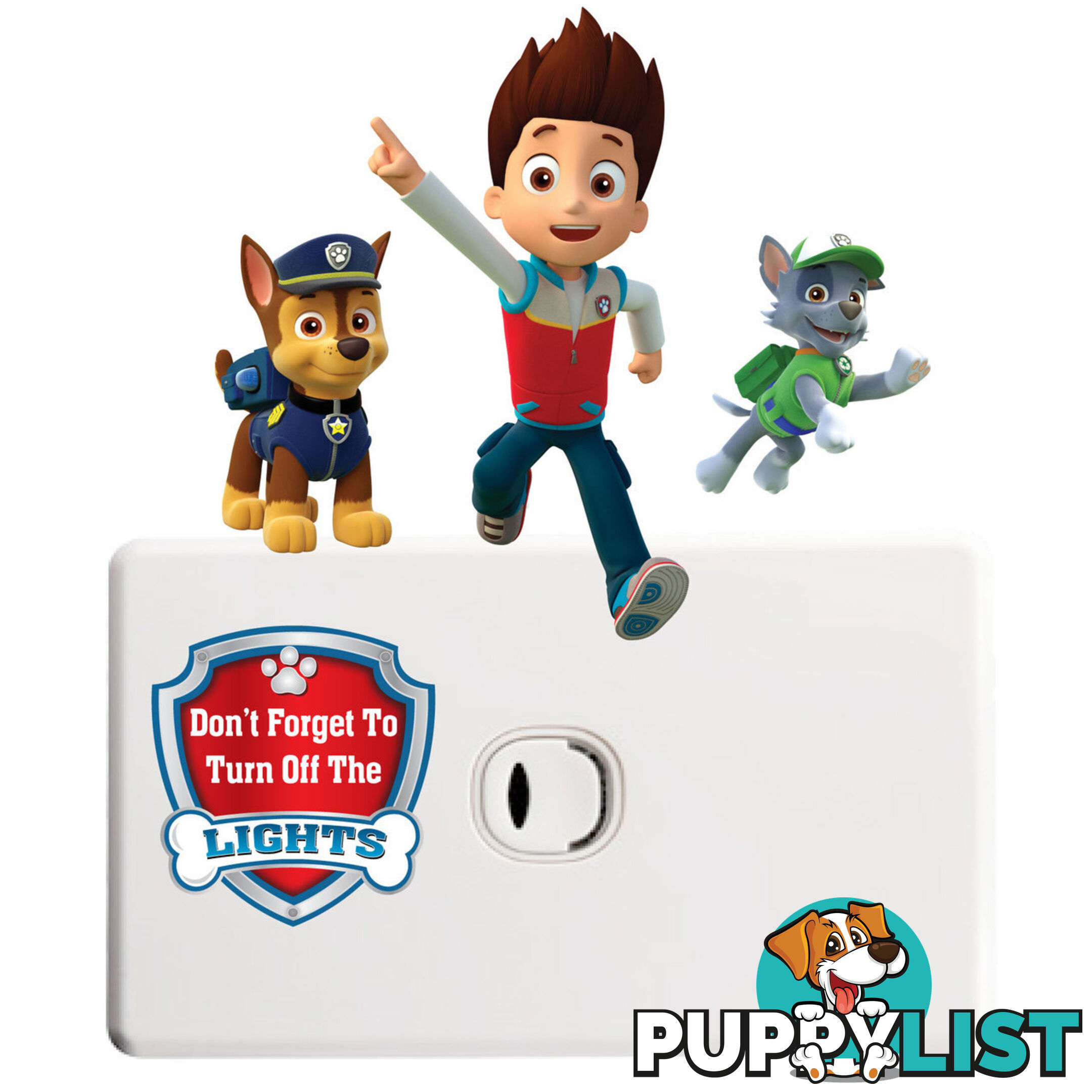 Skye Paw Patrol Light Switch Wall Stickers - Totally Movable