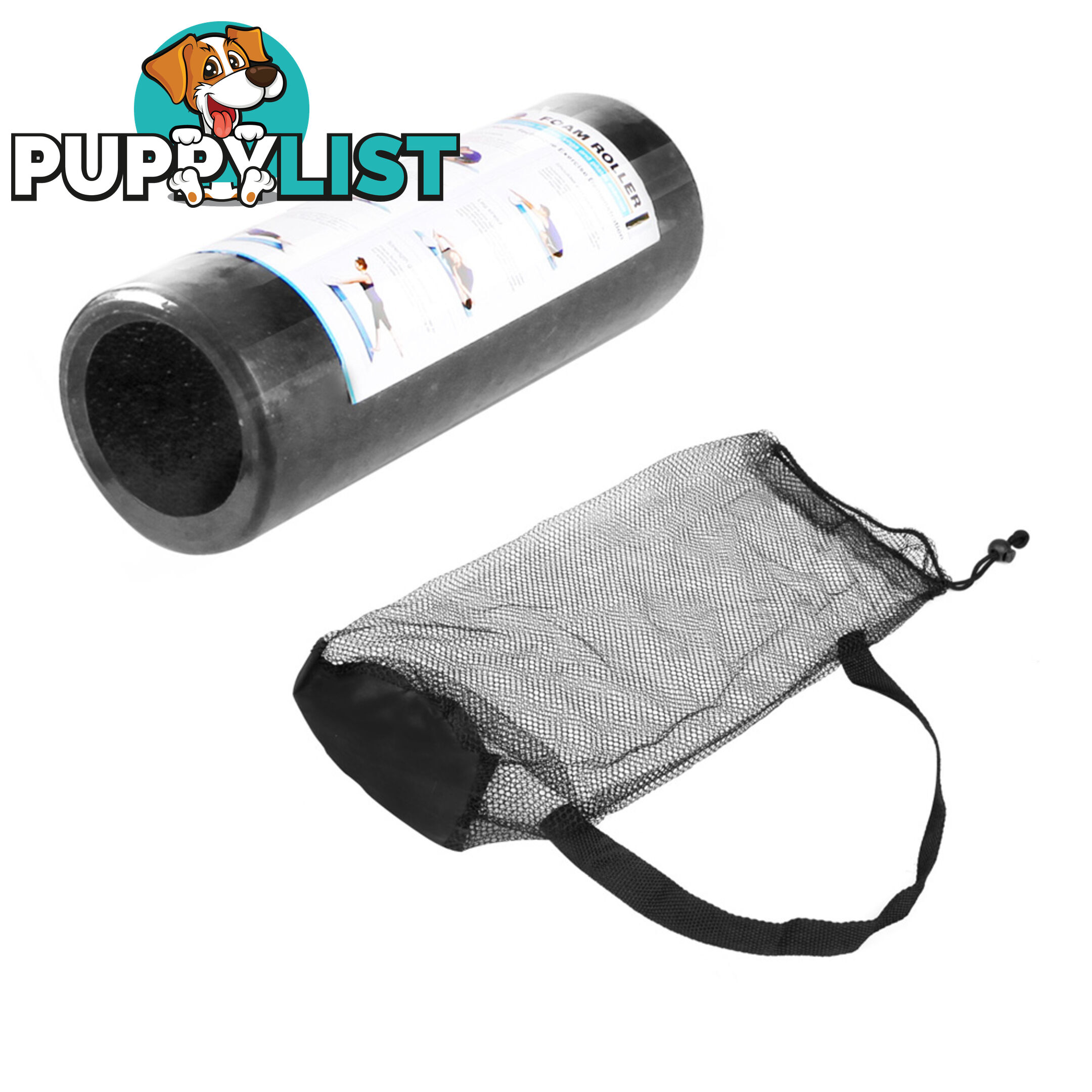 Yoga Gym Pilates EPP Stick Foam Roller Black 30 x 15cm