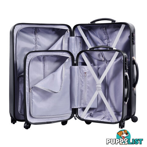 2PCS Hard Shell Travel Luggage Set TSA Lock Suitcase Trolley Spinner Wheel Black