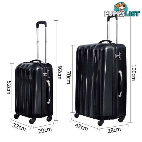 2PCS Hard Shell Travel Luggage Set TSA Lock Suitcase Trolley Spinner Wheel Black