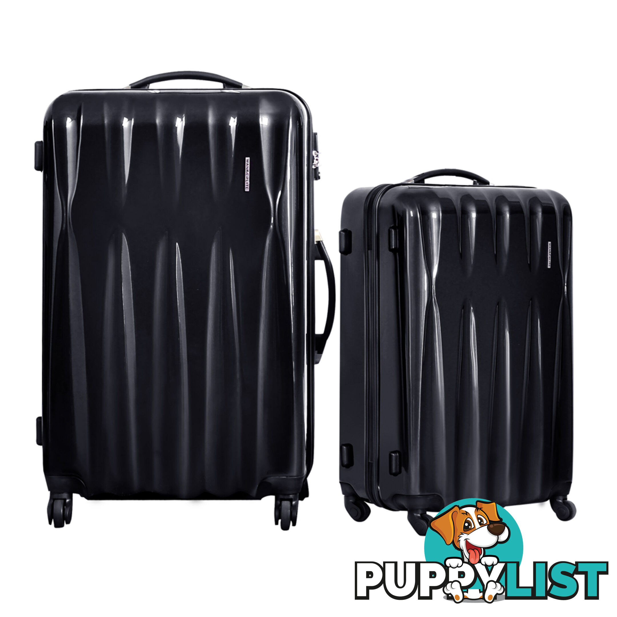 2PCS Hard Shell Travel Luggage Set TSA Lock Suitcase Trolley Spinner Wheel Black