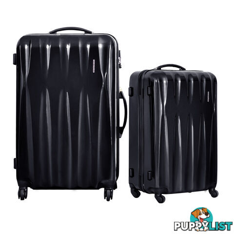 2PCS Hard Shell Travel Luggage Set TSA Lock Suitcase Trolley Spinner Wheel Black