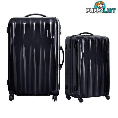 2PCS Hard Shell Travel Luggage Set TSA Lock Suitcase Trolley Spinner Wheel Black