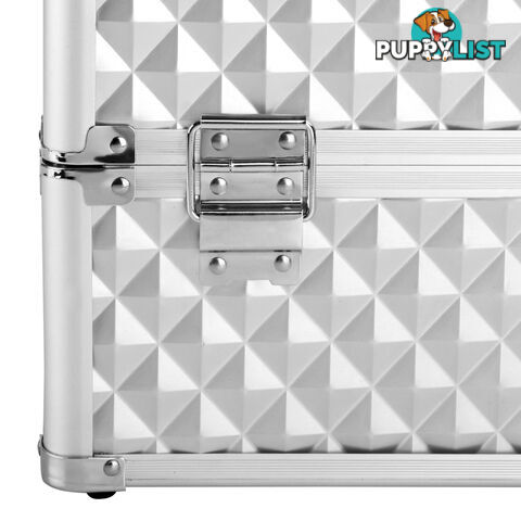 Diamond Silver Professional Beauty Makeup Cosmetic Case Portable Carry Box