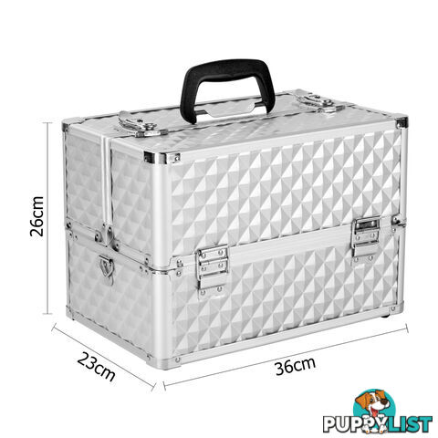 Diamond Silver Professional Beauty Makeup Cosmetic Case Portable Carry Box