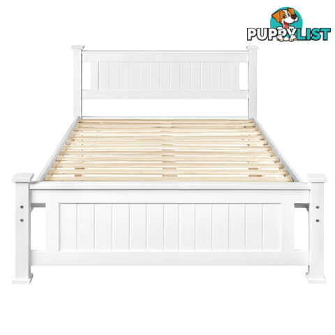 Wooden Bed Frame Pine Wood Queen White