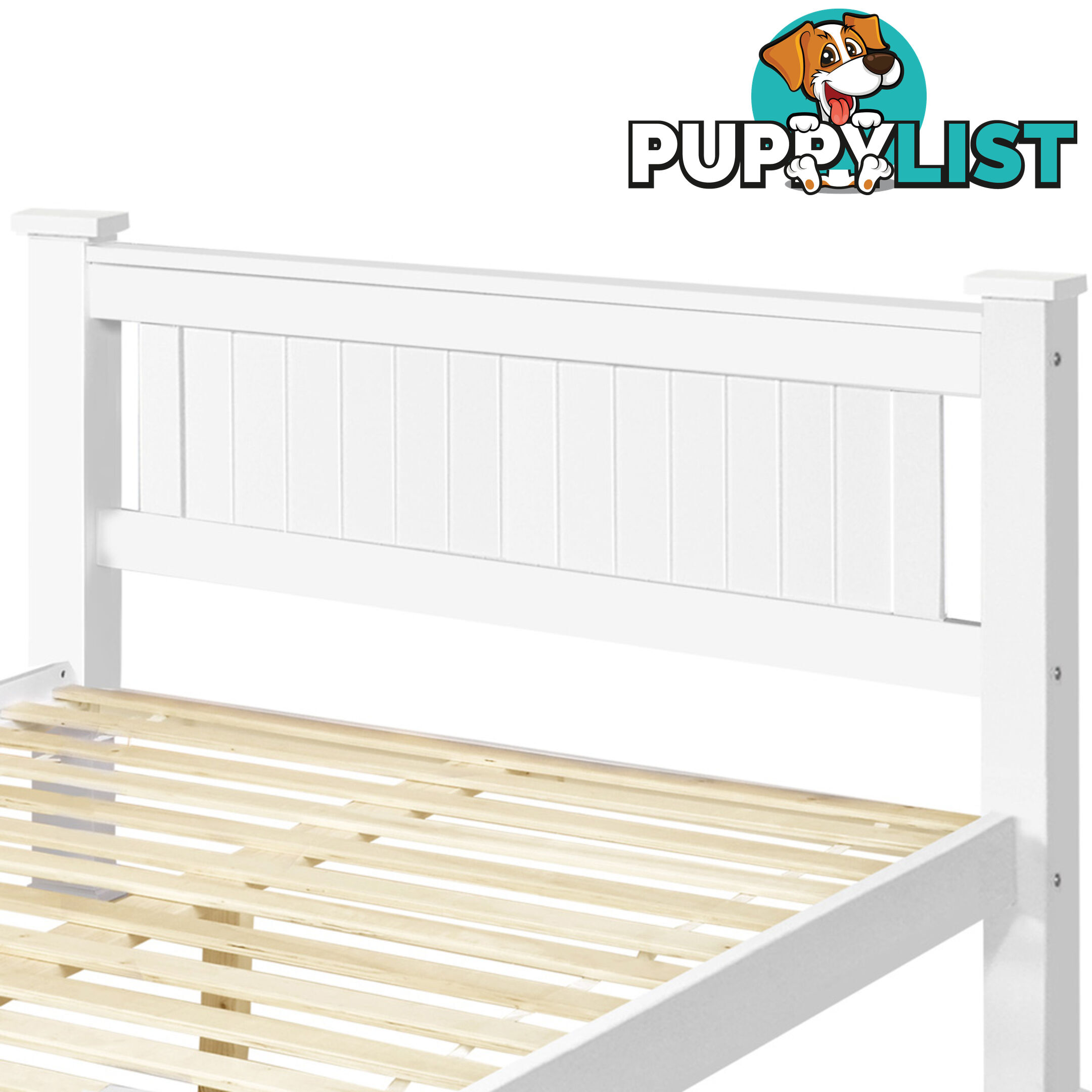 Wooden Bed Frame Pine Wood Queen White