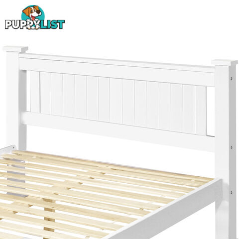 Wooden Bed Frame Pine Wood Queen White