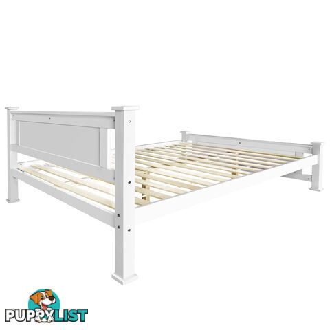 Wooden Bed Frame Pine Wood Queen White