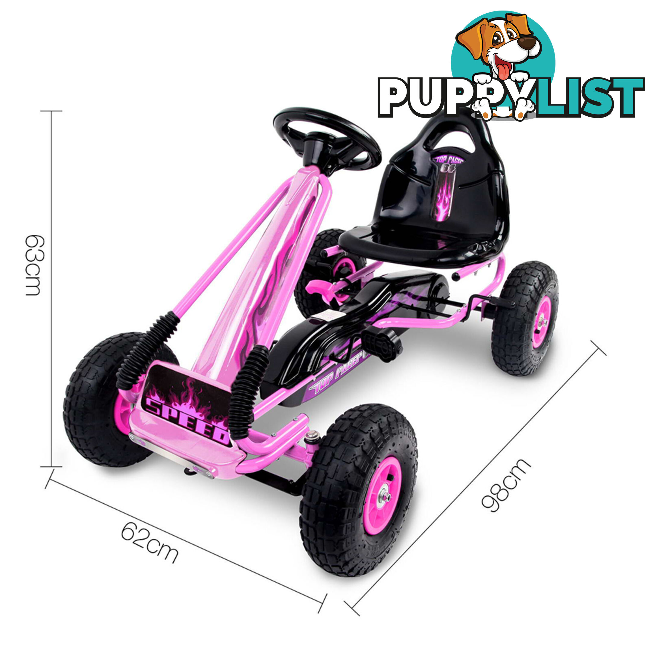 Kids Pedal Go Kart - Pink