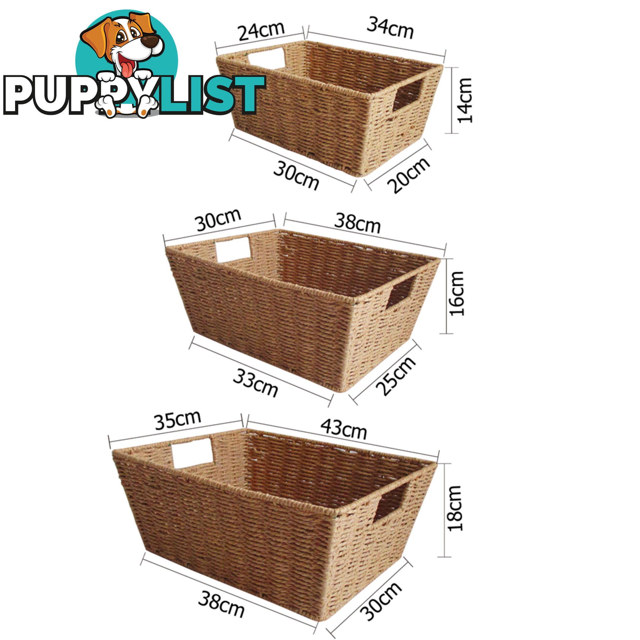 3 Peice Storage Basket Set