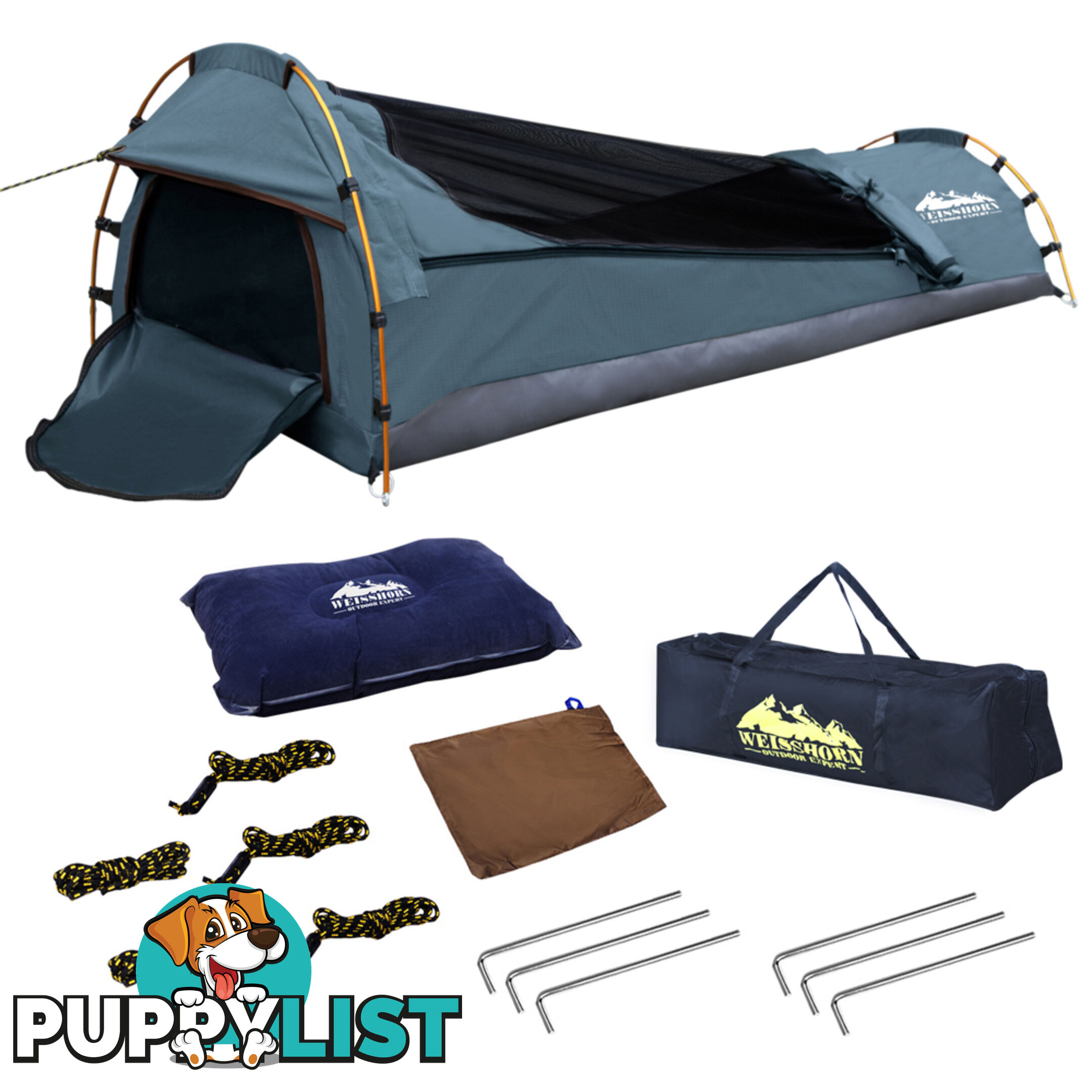 Biker Swag Camping Single Swags Tent Biking Rip Stop Canvas Carry Bag Navy