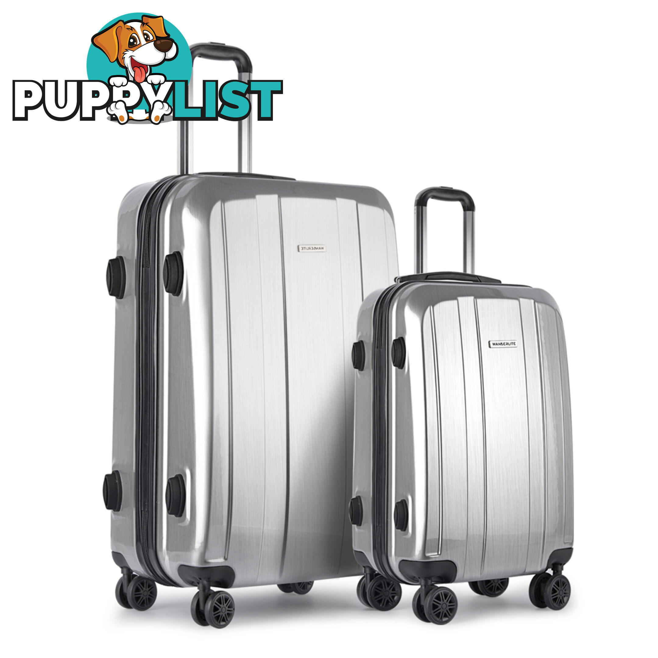 2PCS Travel Luggage Set Hard Shell Super Lightweight Suitcase Carry On Silver