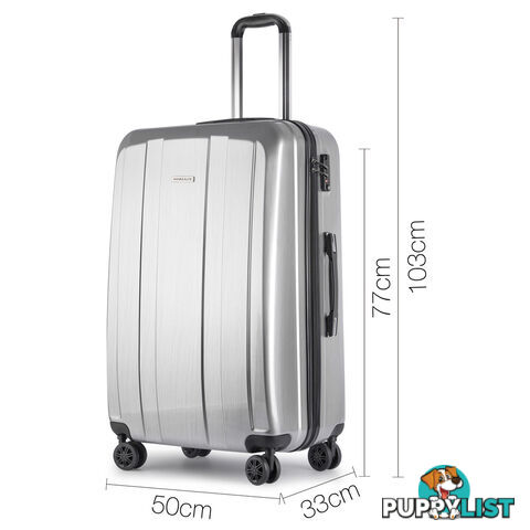 2PCS Travel Luggage Set Hard Shell Super Lightweight Suitcase Carry On Silver