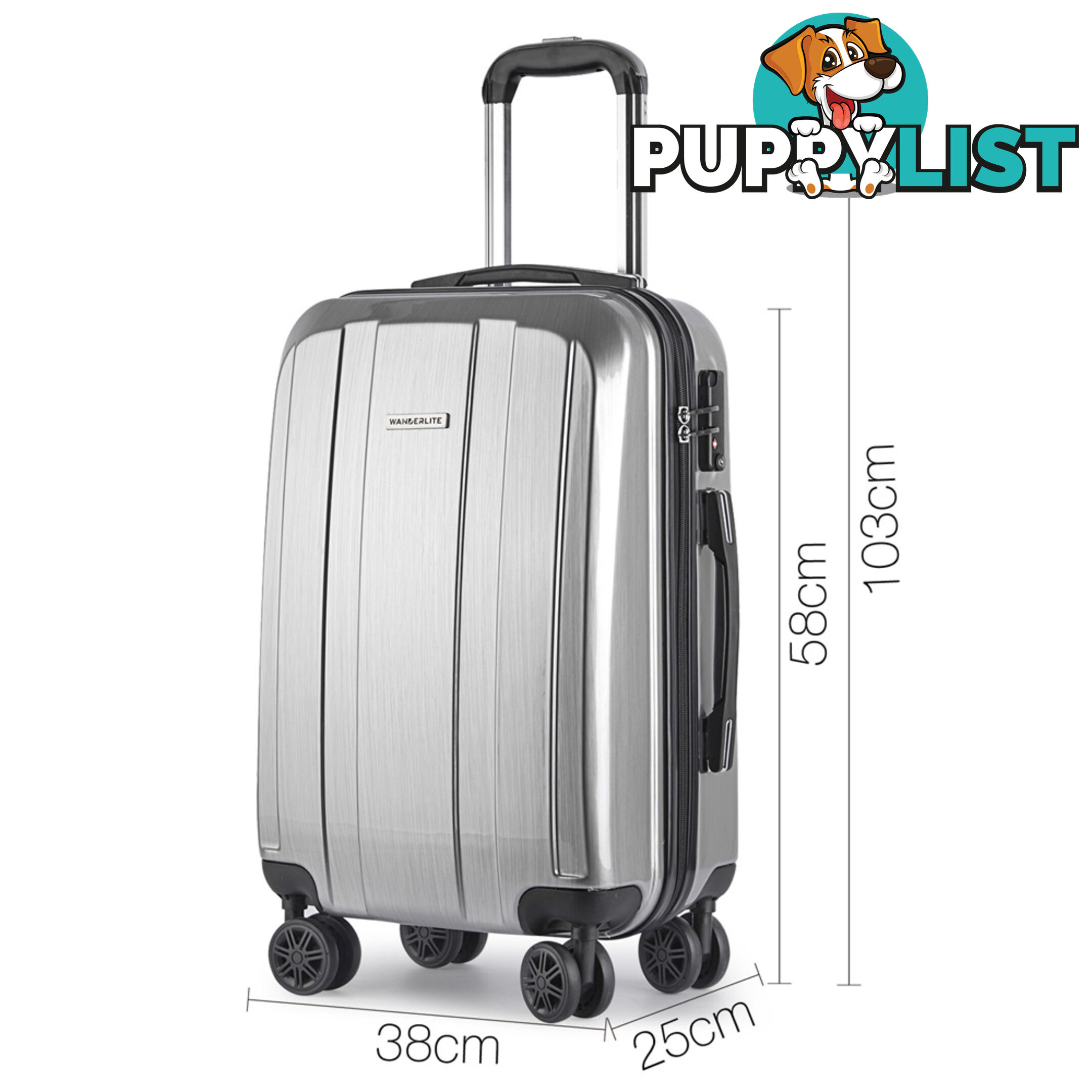 2PCS Travel Luggage Set Hard Shell Super Lightweight Suitcase Carry On Silver