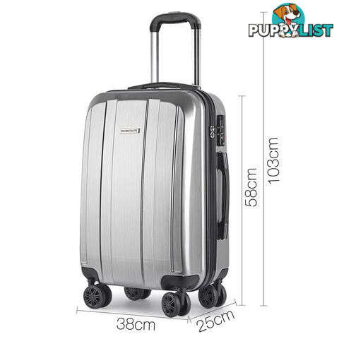 2PCS Travel Luggage Set Hard Shell Super Lightweight Suitcase Carry On Silver