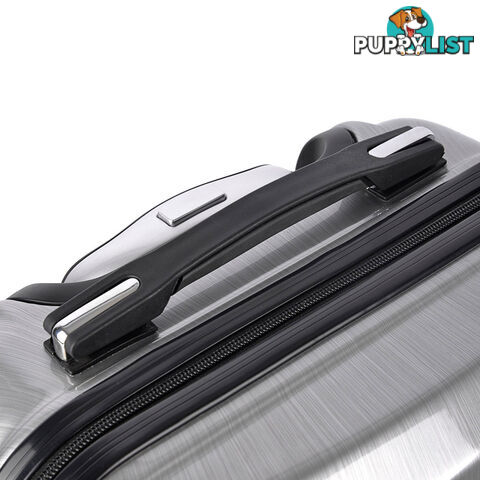 2PCS Travel Luggage Set Hard Shell Super Lightweight Suitcase Carry On Silver