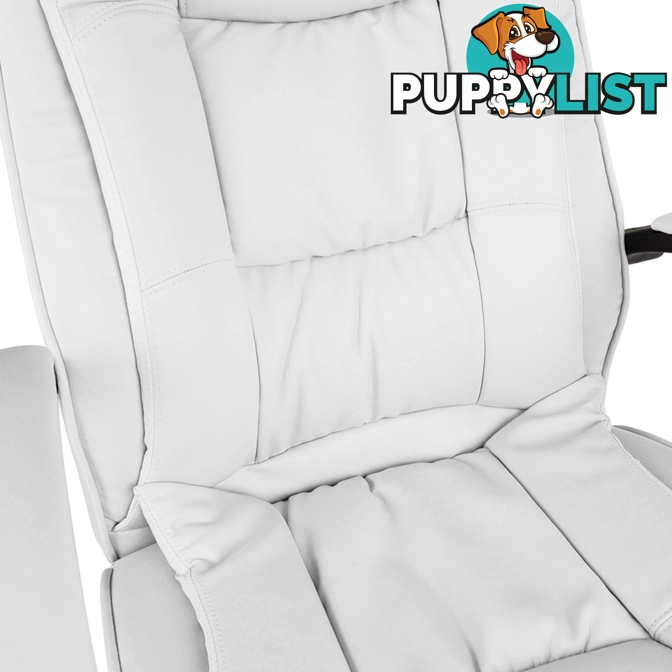 Deluxe PU Leather Computer Chair High Back Headrest Office Desk Chair White