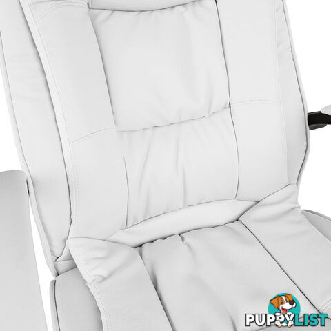 Deluxe PU Leather Computer Chair High Back Headrest Office Desk Chair White