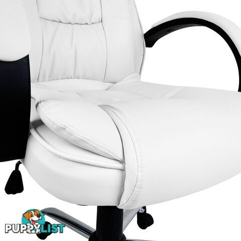 Deluxe PU Leather Computer Chair High Back Headrest Office Desk Chair White