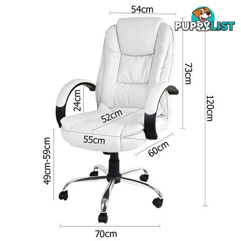 Deluxe PU Leather Computer Chair High Back Headrest Office Desk Chair White