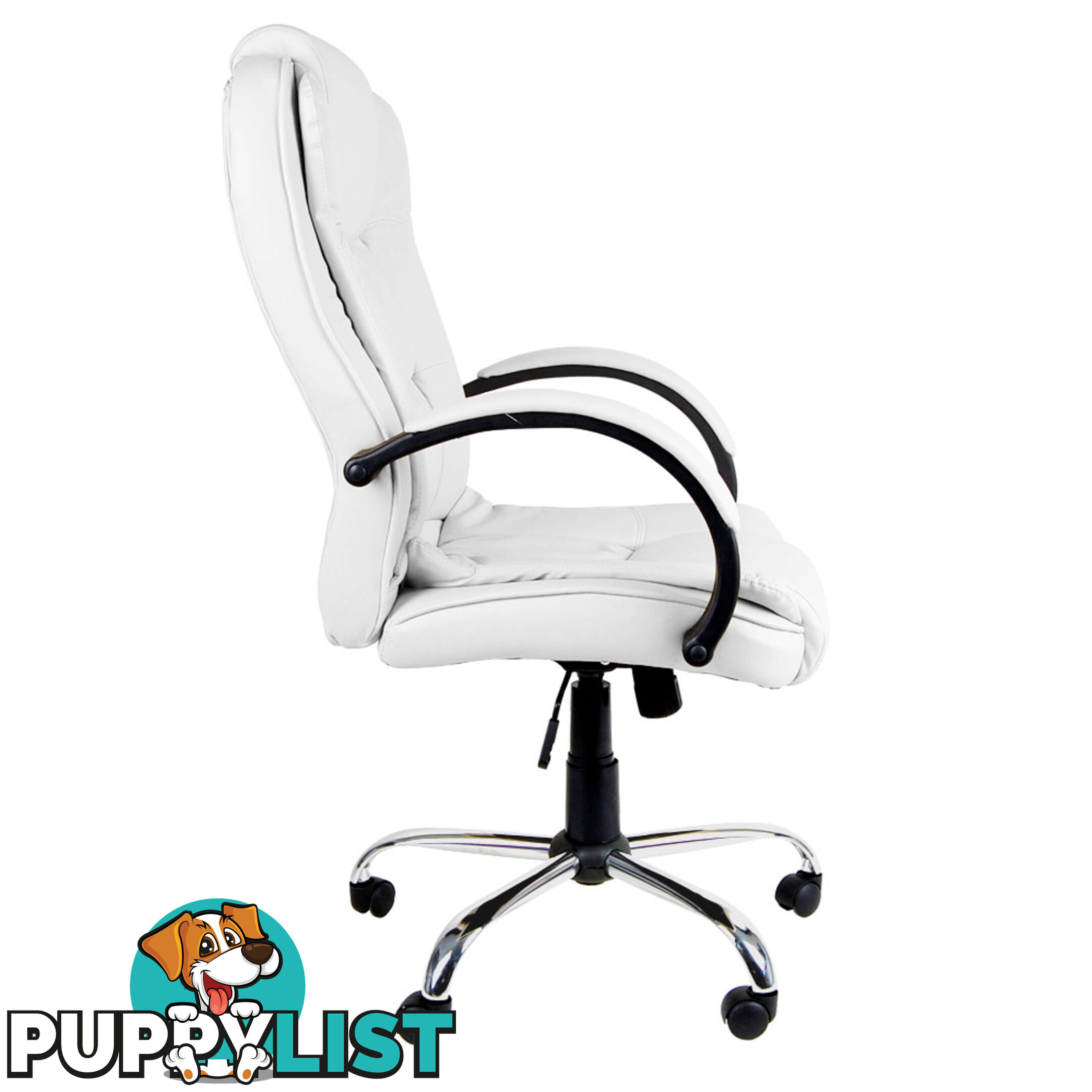 Deluxe PU Leather Computer Chair High Back Headrest Office Desk Chair White