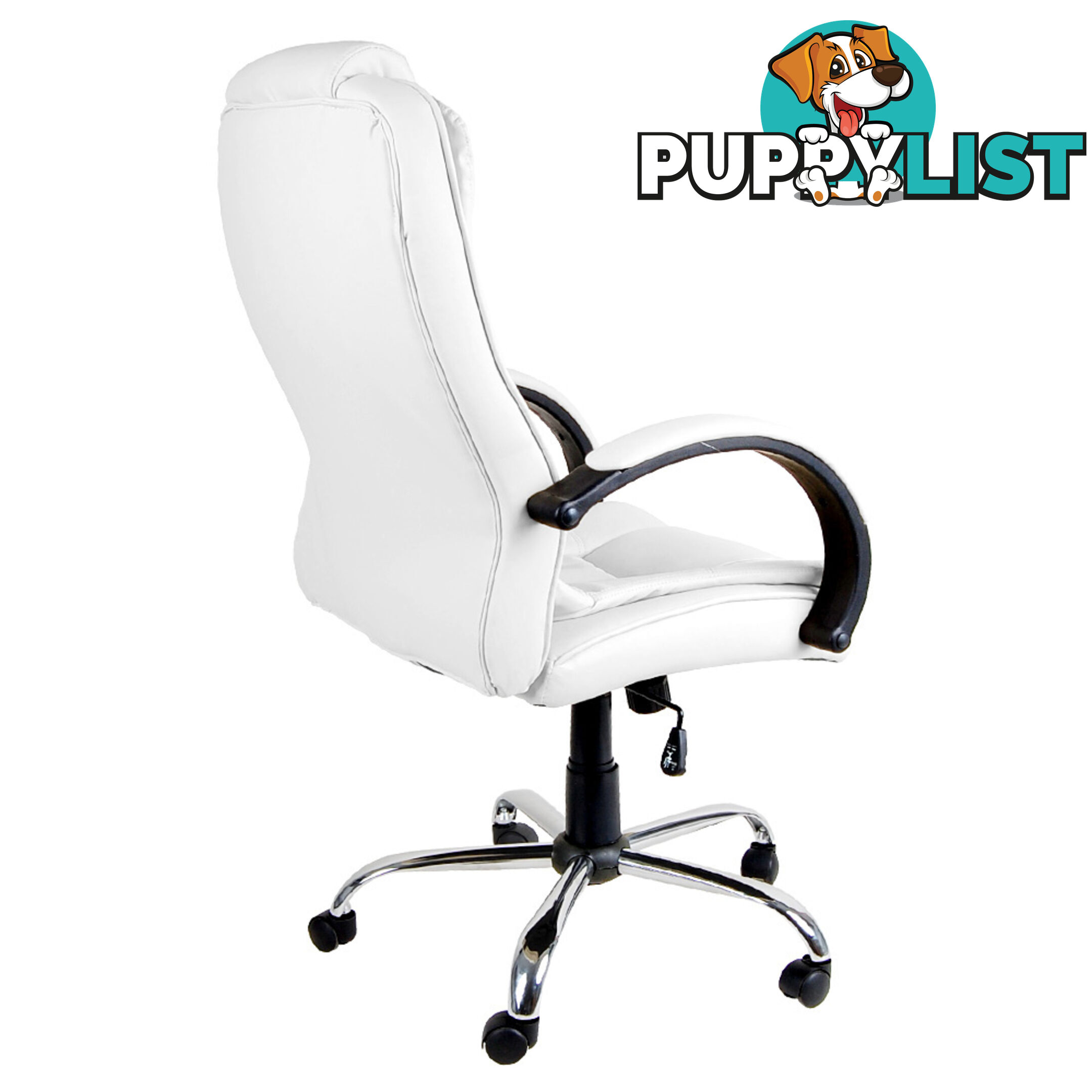 Deluxe PU Leather Computer Chair High Back Headrest Office Desk Chair White