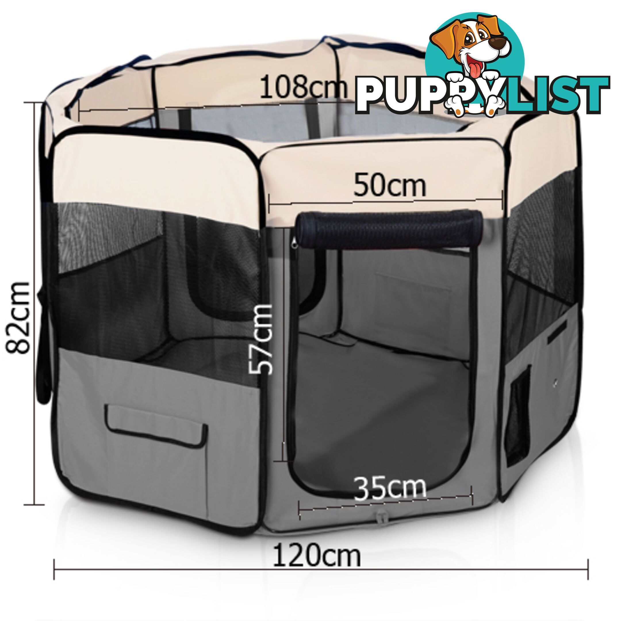 XL Portable Pet Playpen 8 Panel Dog Puppy Cat Exercise Soft Cage Crate Tent Grey