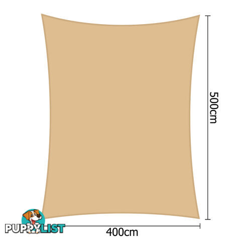 Heavy Duty Rectangle Shade Sail Cloth Sun Canopy Shadecloth 4 x 5 m Sand 280g/m2