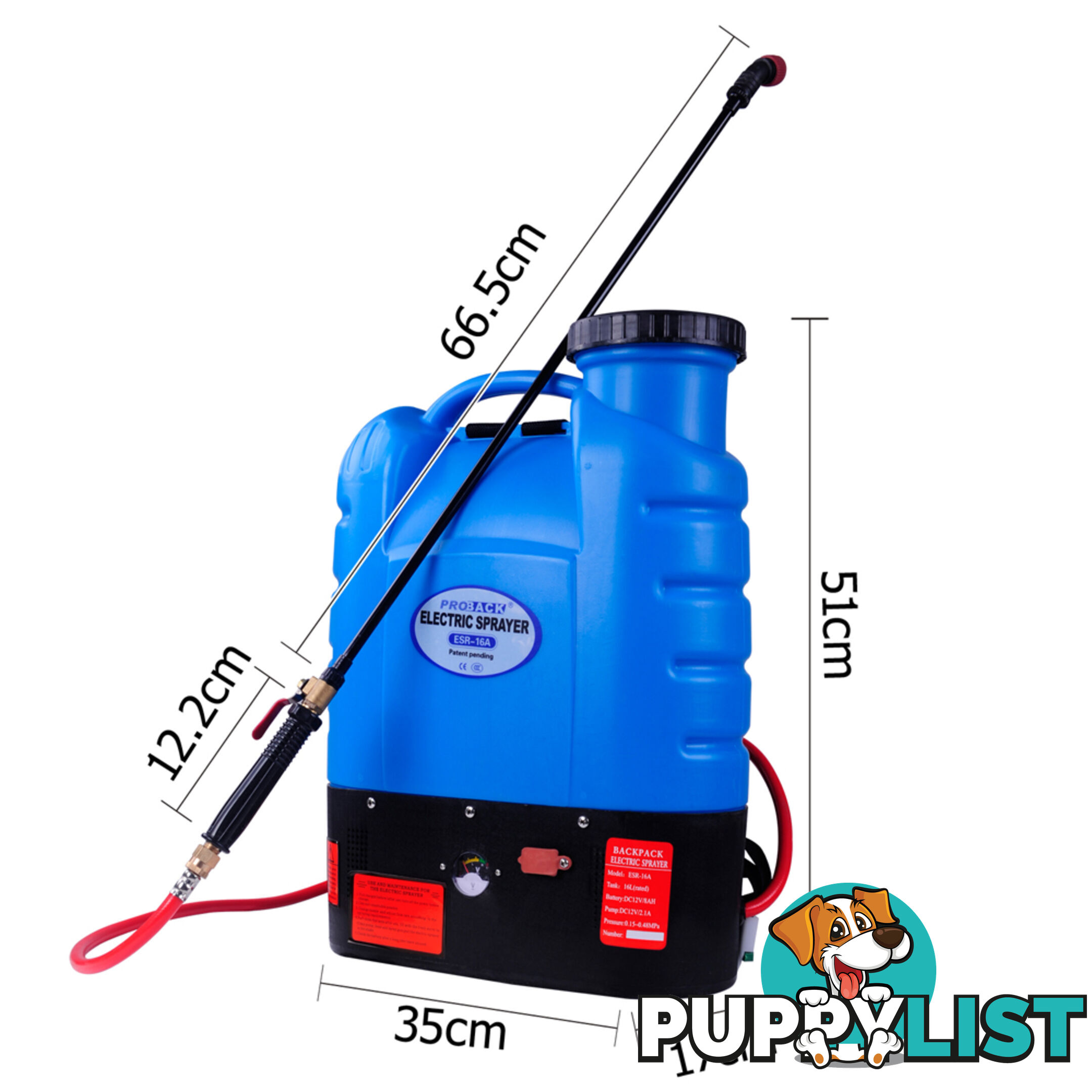 3.1L/Min Rechargeable Weed Sprayer 16L