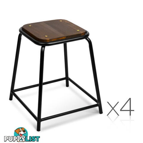 Set of 4 Stackable Wooden Seat Stools _ 48.5CM