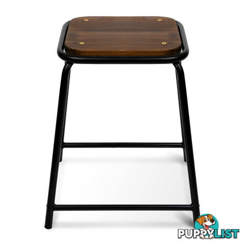 Set of 4 Stackable Wooden Seat Stools _ 48.5CM