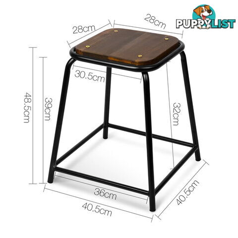 Set of 4 Stackable Wooden Seat Stools _ 48.5CM