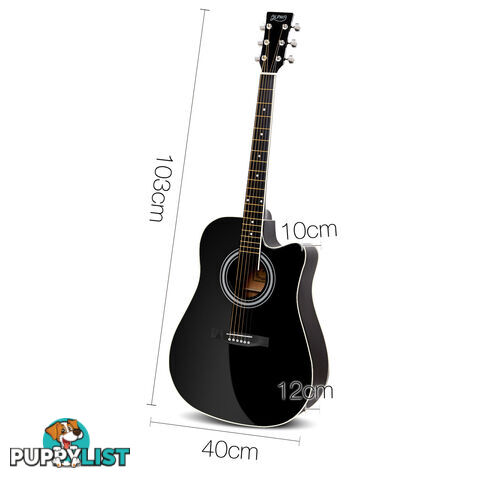 41in Steel-Stringed Acoustic Guitar Black