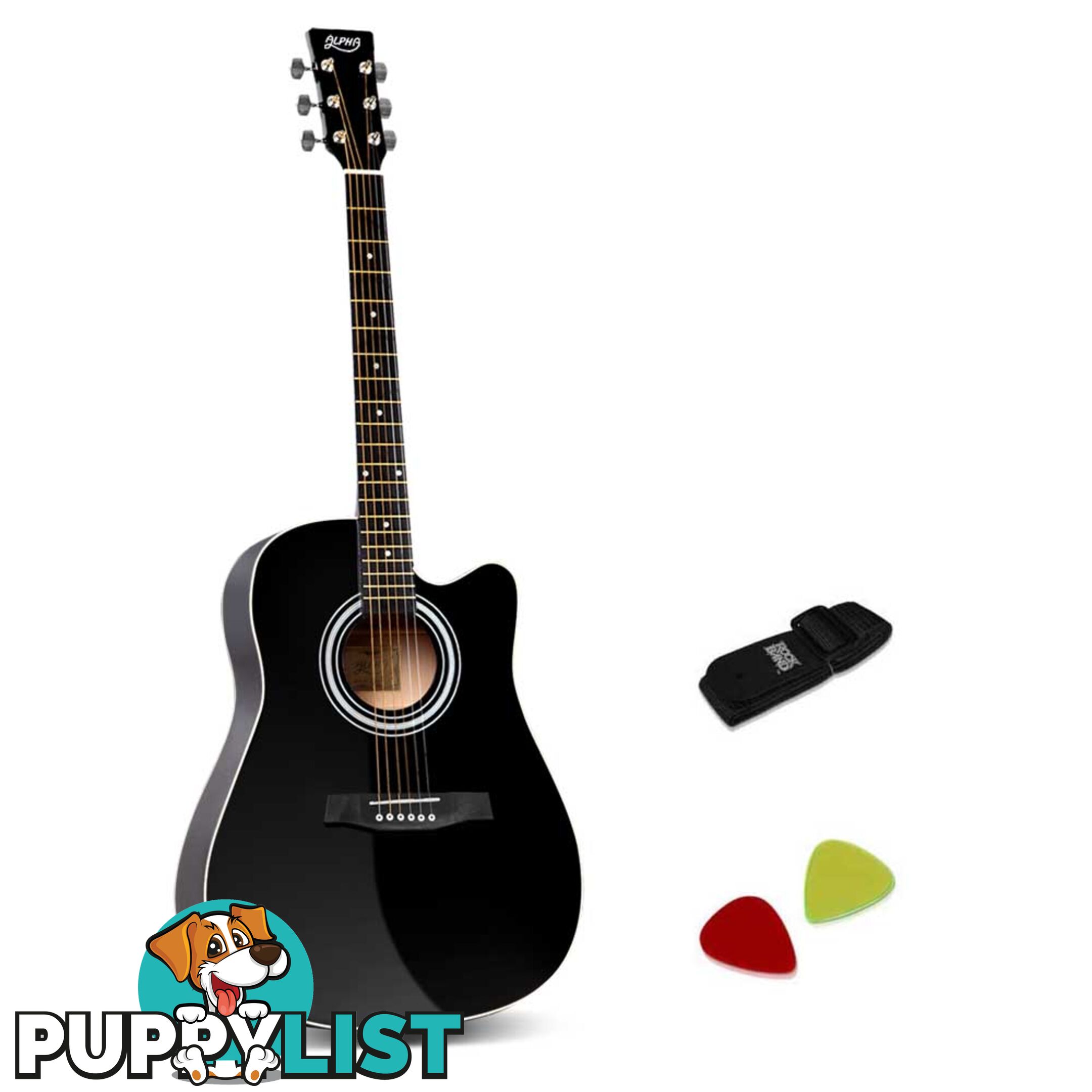 41in Steel-Stringed Acoustic Guitar Black