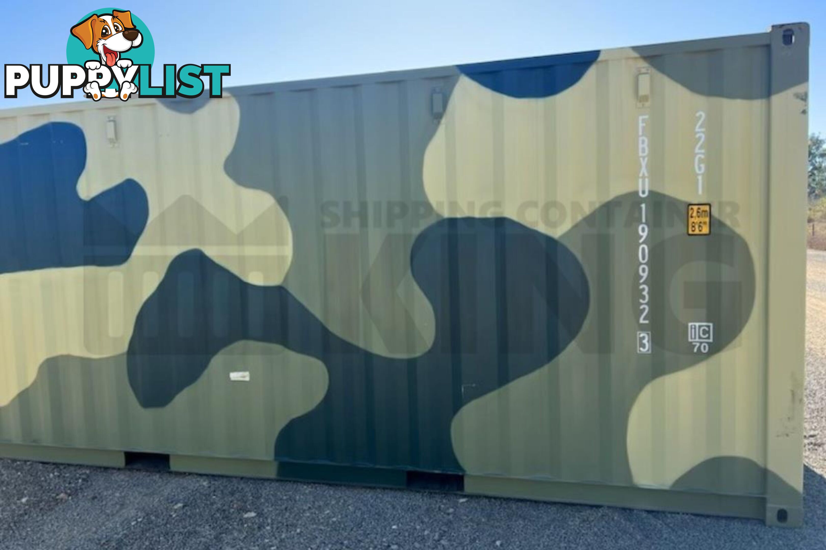 20' STANDARD HEIGHT SHIPPING CONTAINER (CAMOUFLAGE) - in Rockhampton