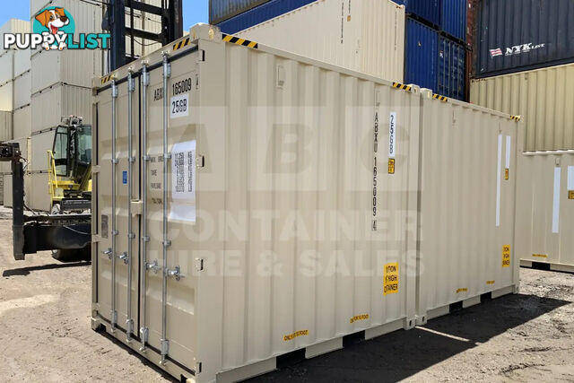 20' HIGH CUBE SHIPPING CONTAINER (2 X 10' HIGH CUBE SHIPPING CONTAINERS LOCKED TOGETHER)