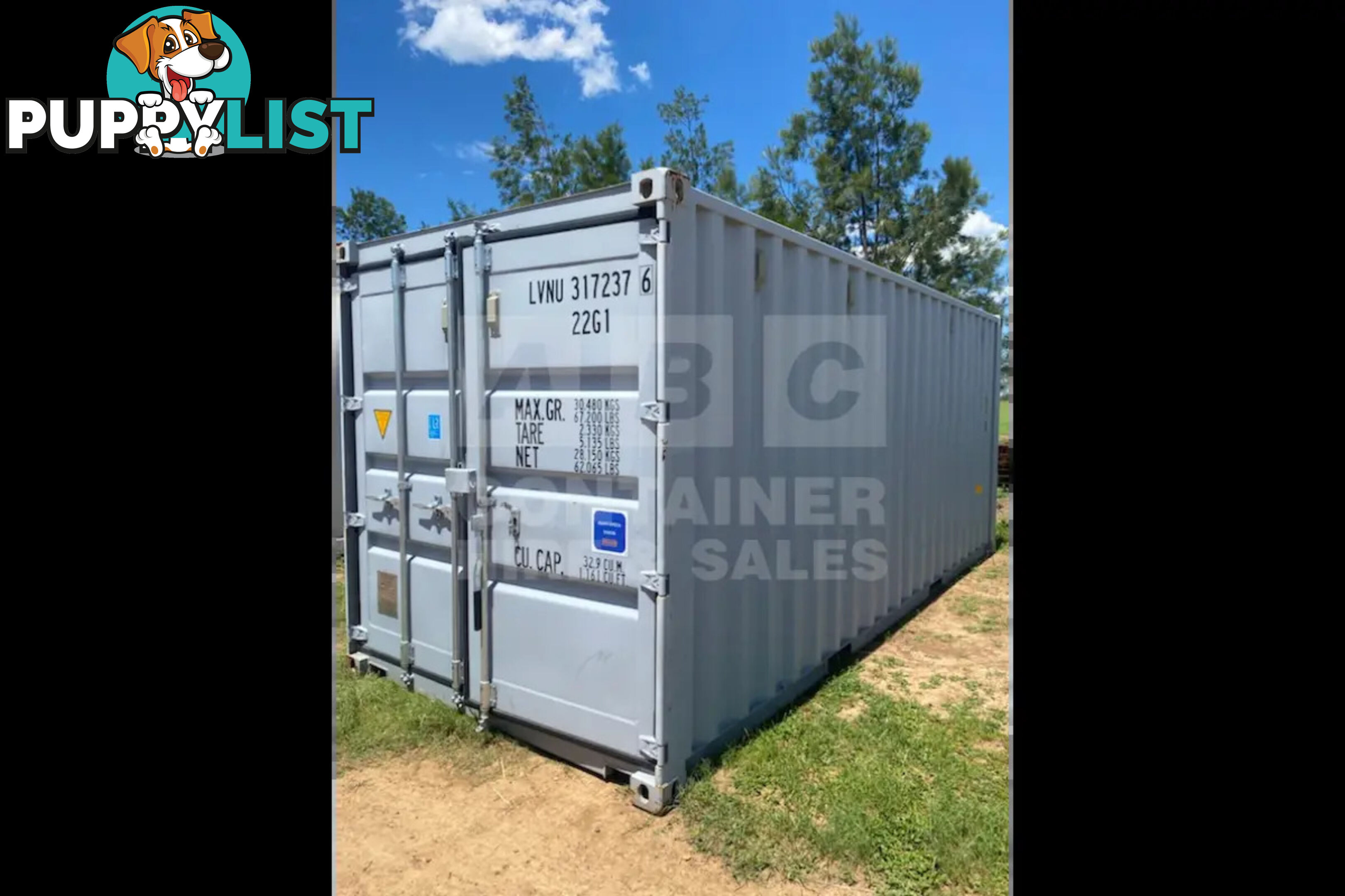 20' STANDARD HEIGHT SHIPPING CONTAINER (DOORS BOTH ENDS)