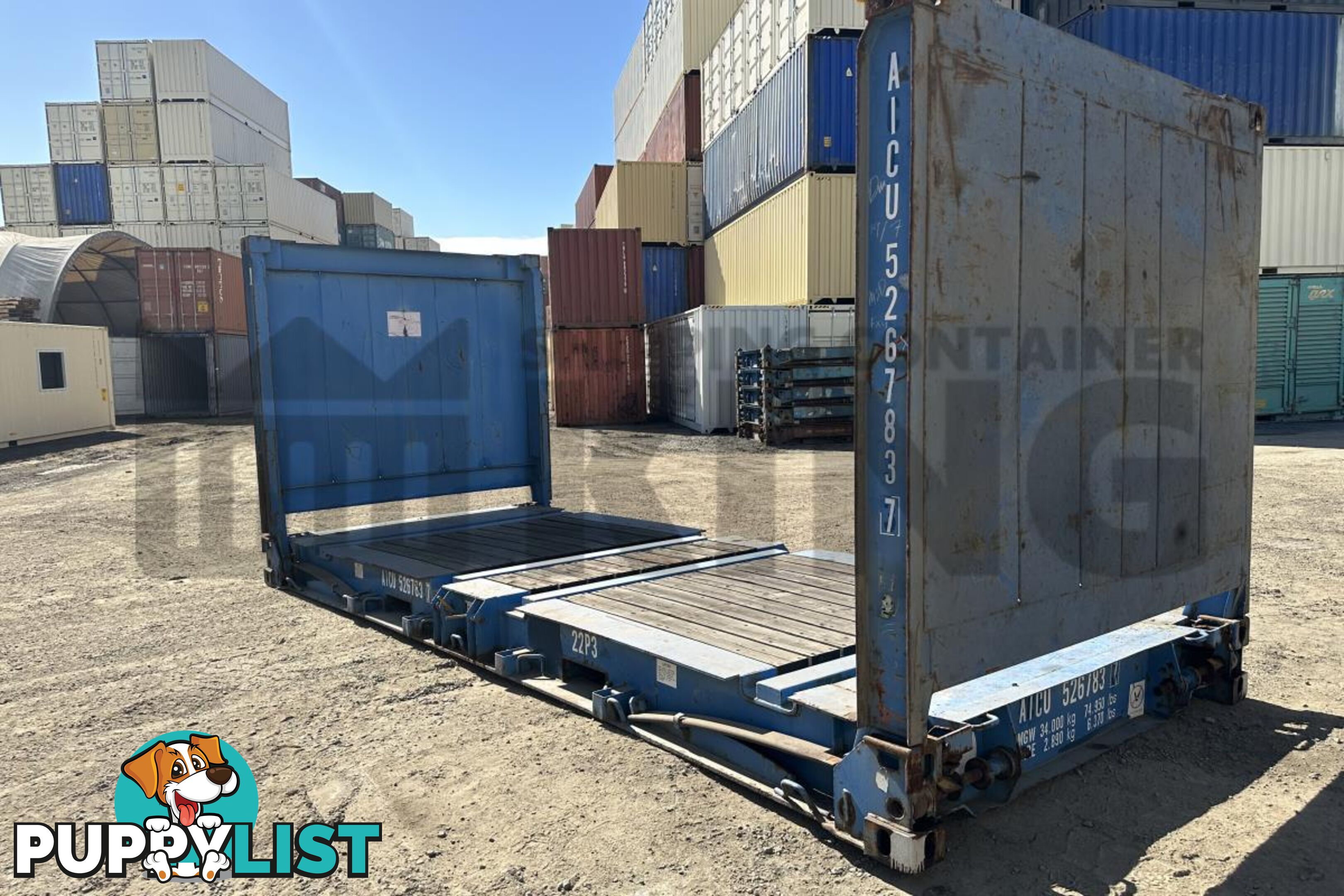 20' FLAT RACK SHIPPING CONTAINER (WITH COLLAPSIBLE ENDS)