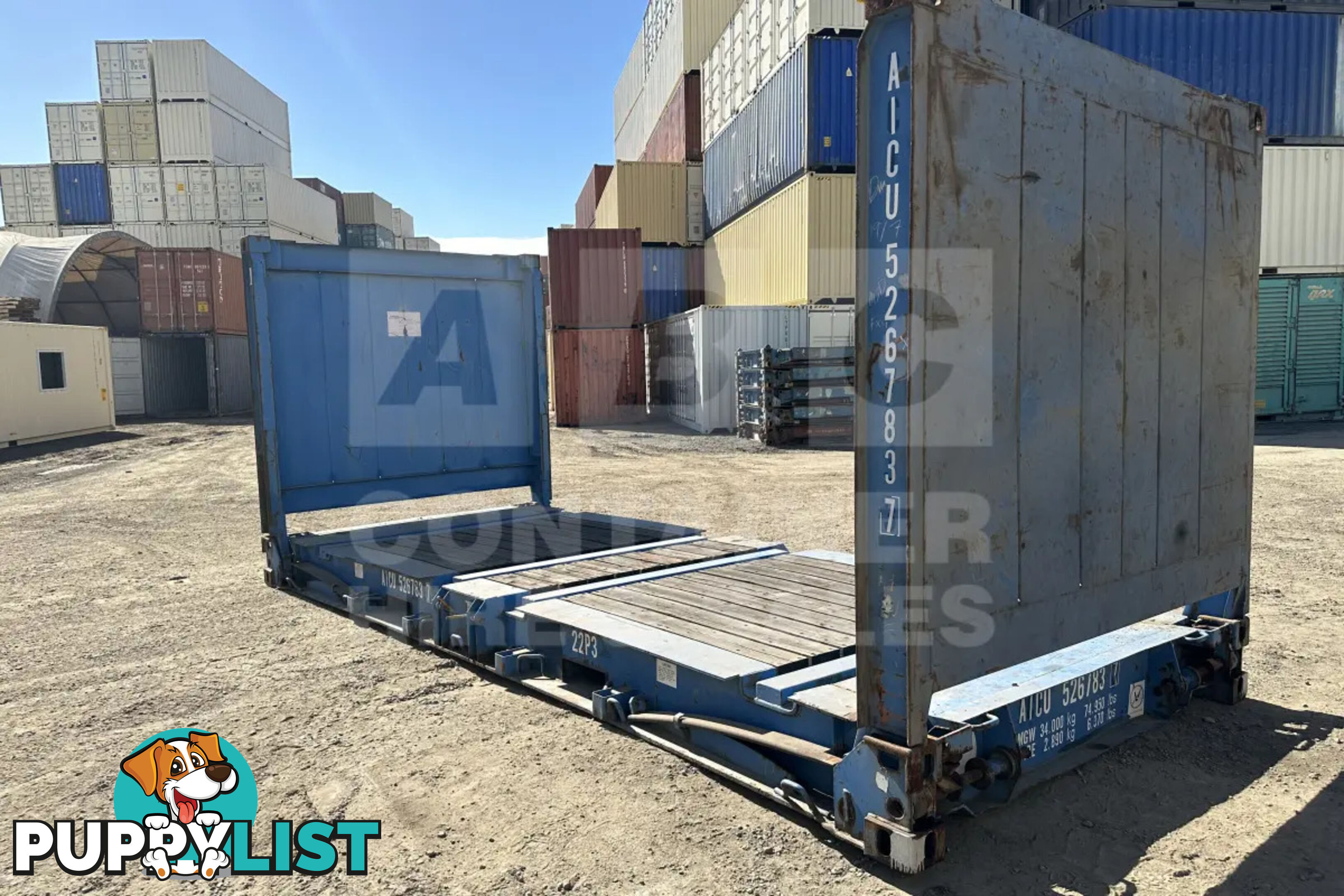 20' FLAT RACK SHIPPING CONTAINER (WITH COLLAPSIBLE ENDS)