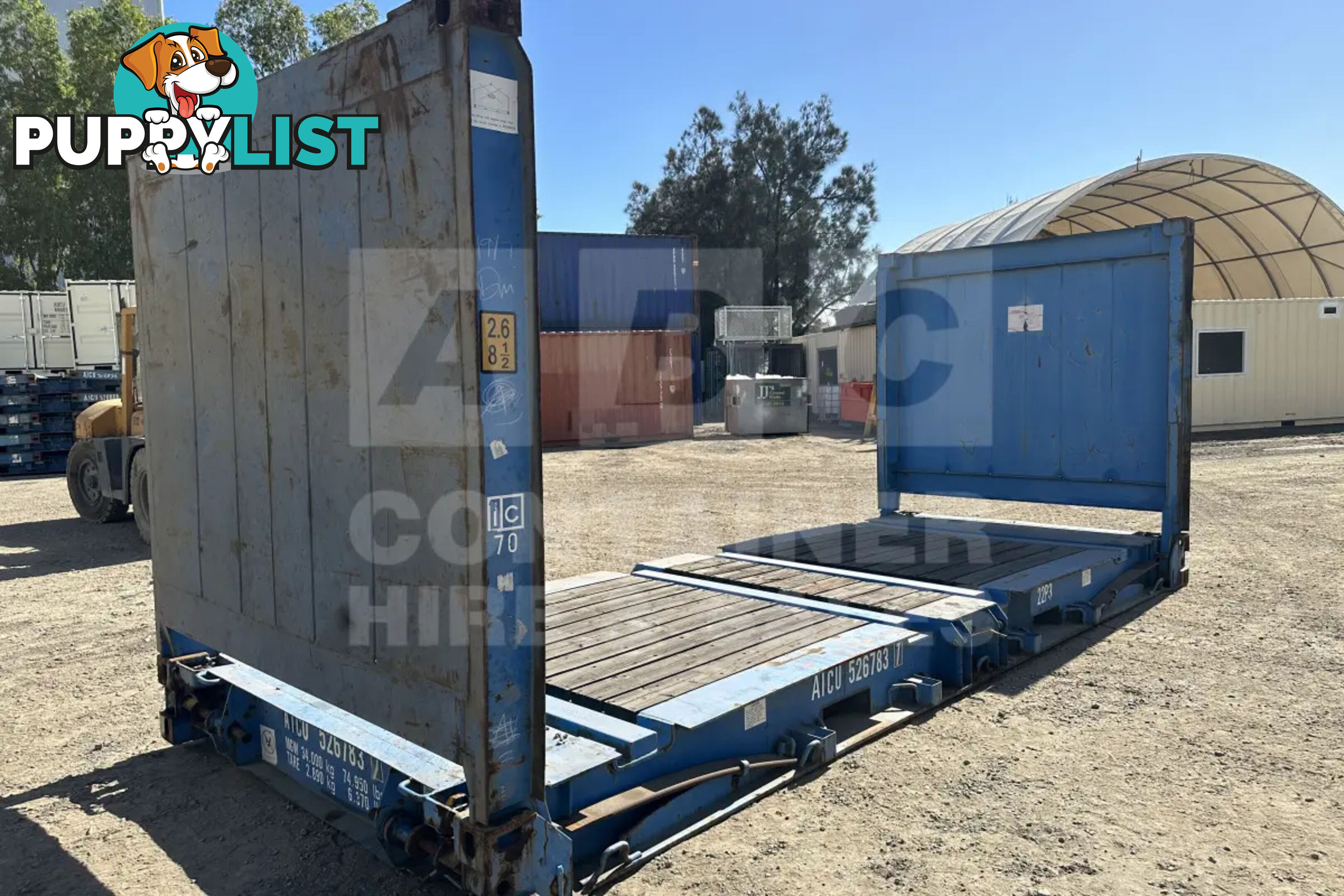 20' FLAT RACK SHIPPING CONTAINER (WITH COLLAPSIBLE ENDS)