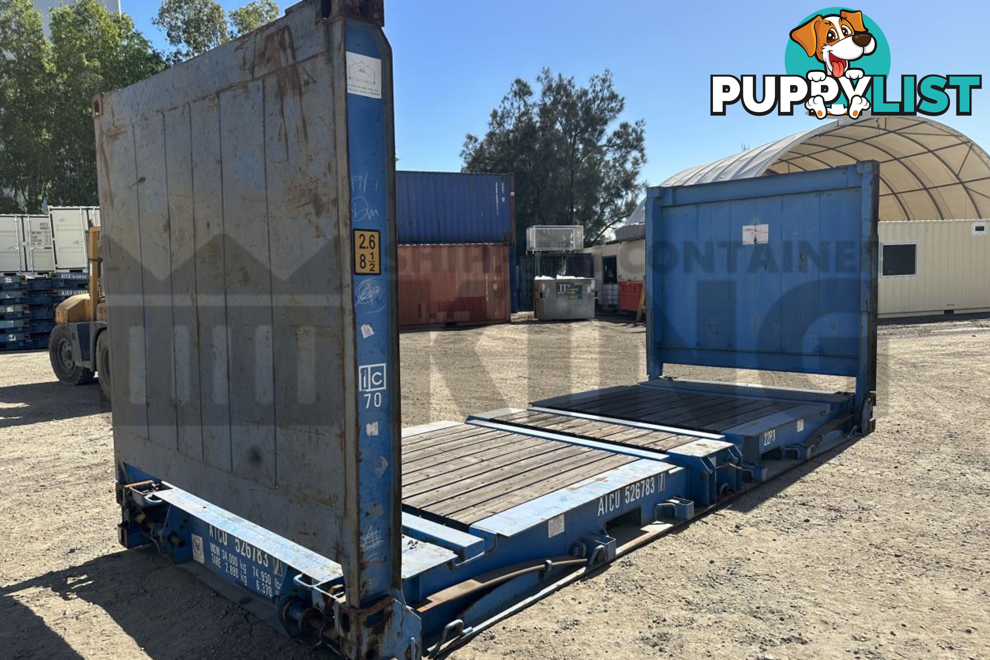 20' FLAT RACK SHIPPING CONTAINER (WITH COLLAPSIBLE ENDS)