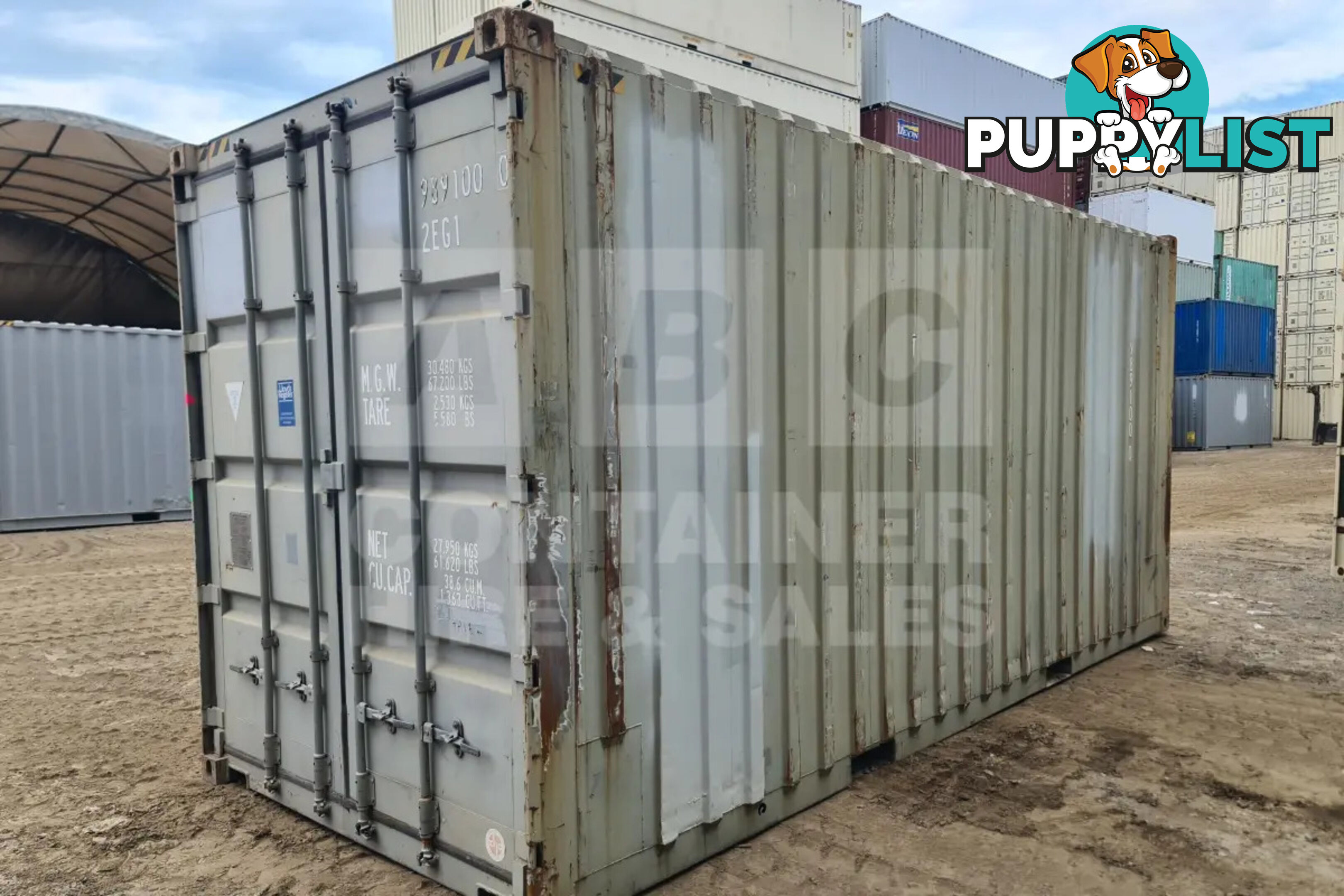 20' HIGH CUBE SHIPPING CONTAINER (WITH TIE RAILS)