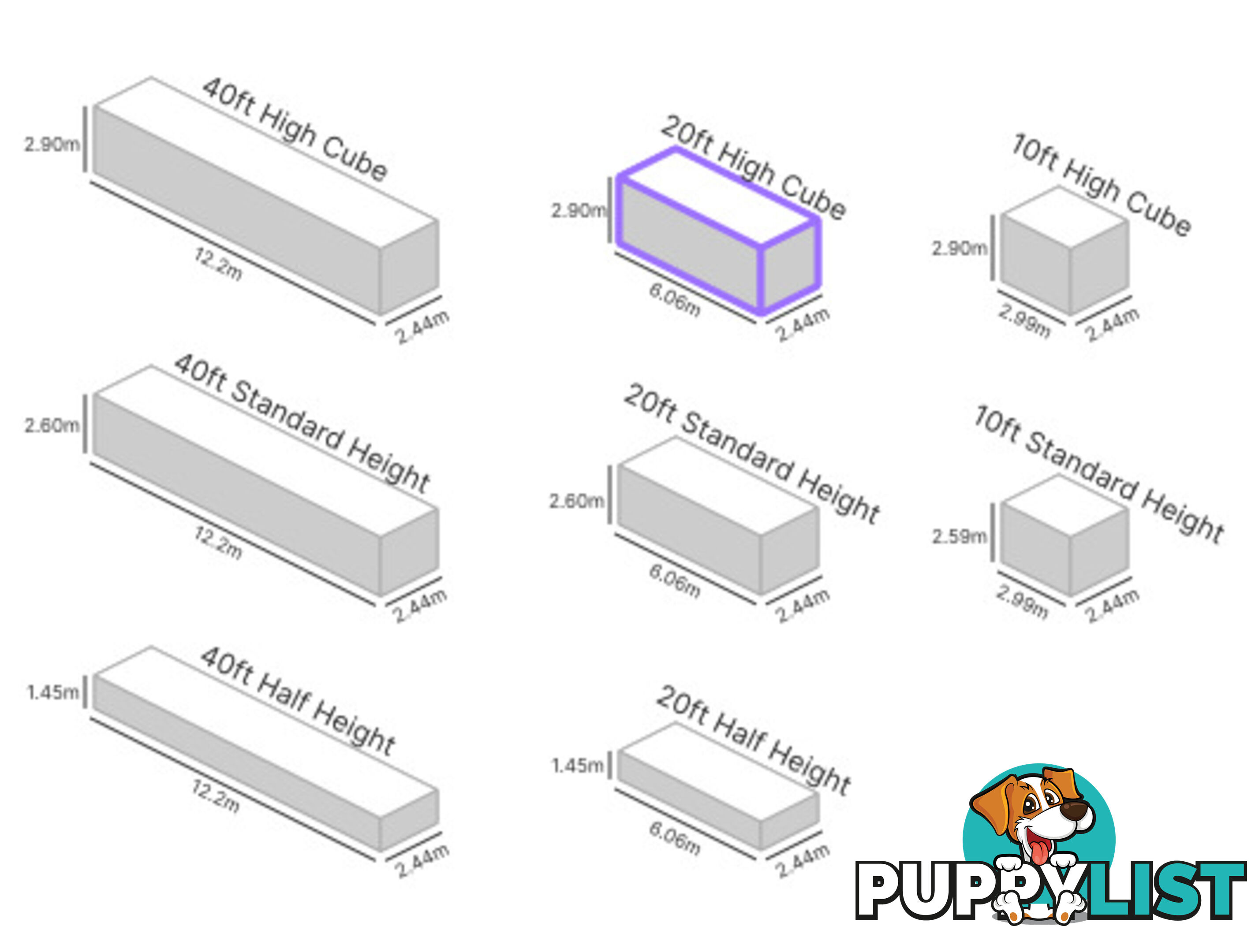 20' HIGH CUBE SHIPPING CONTAINER (WITH TIE RAILS)