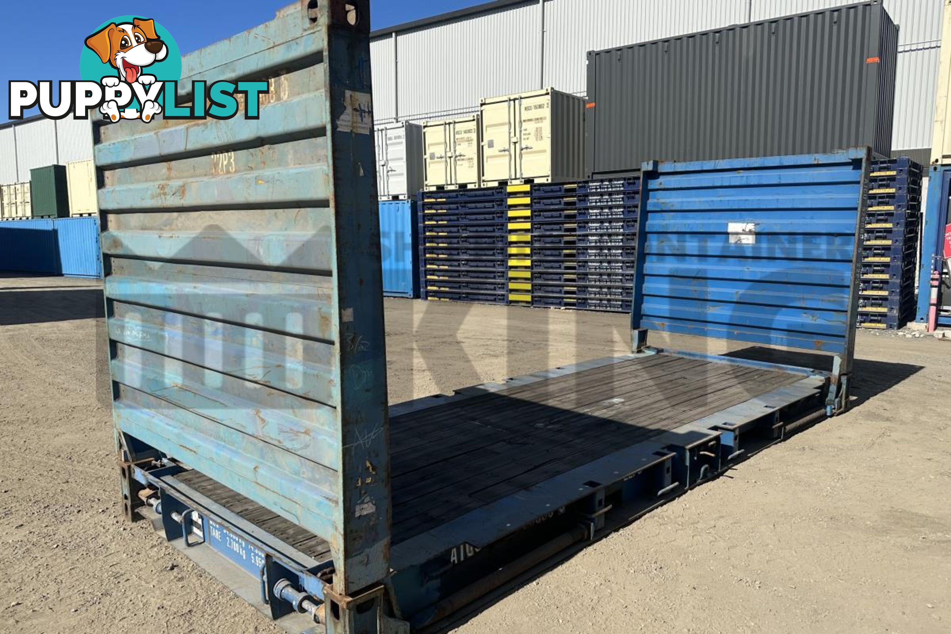 20' FLAT RACK SHIPPING CONTAINER (WITH COLLAPSIBLE ENDS)